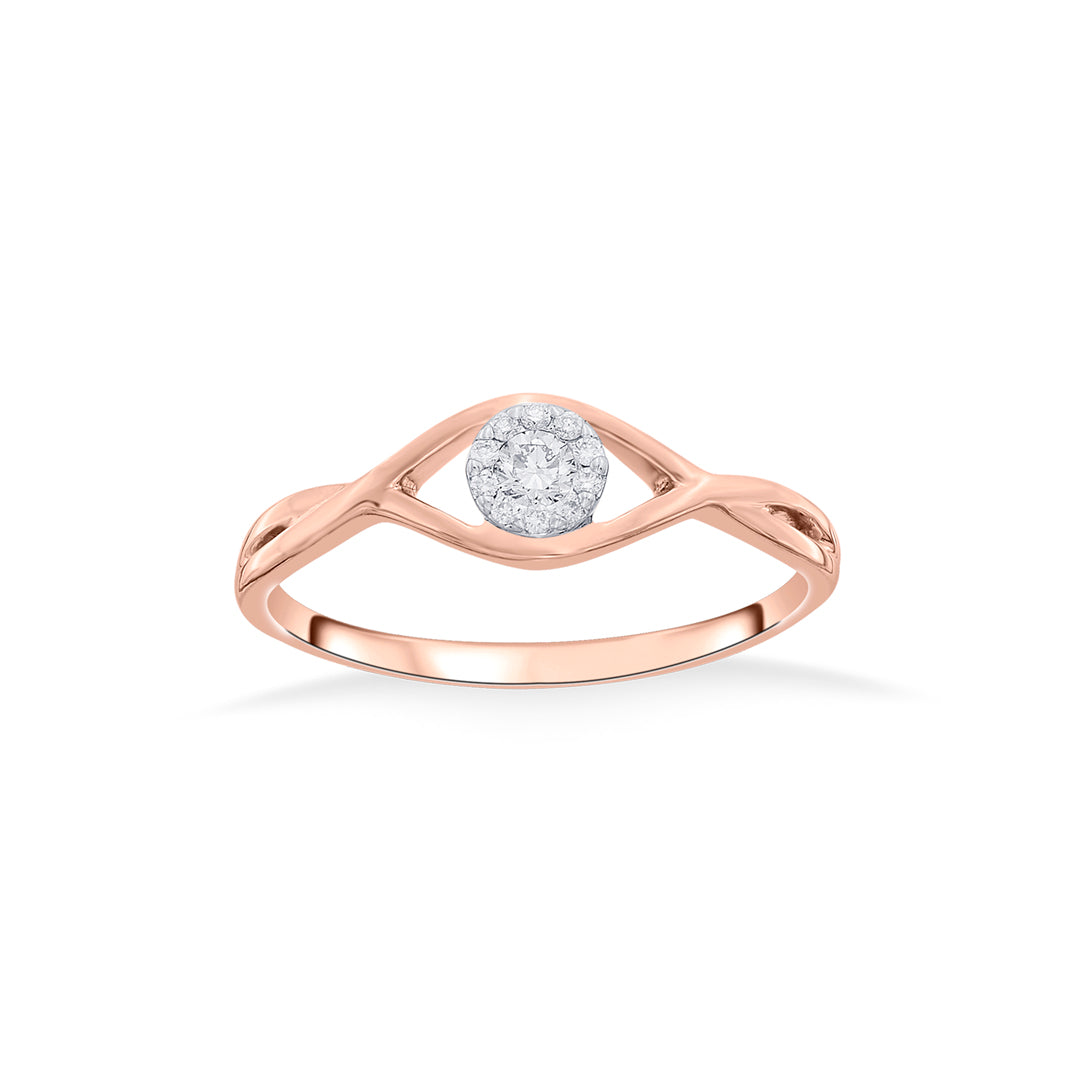 Evil Eye Shine Diamond & Gold Casual Ring for Women