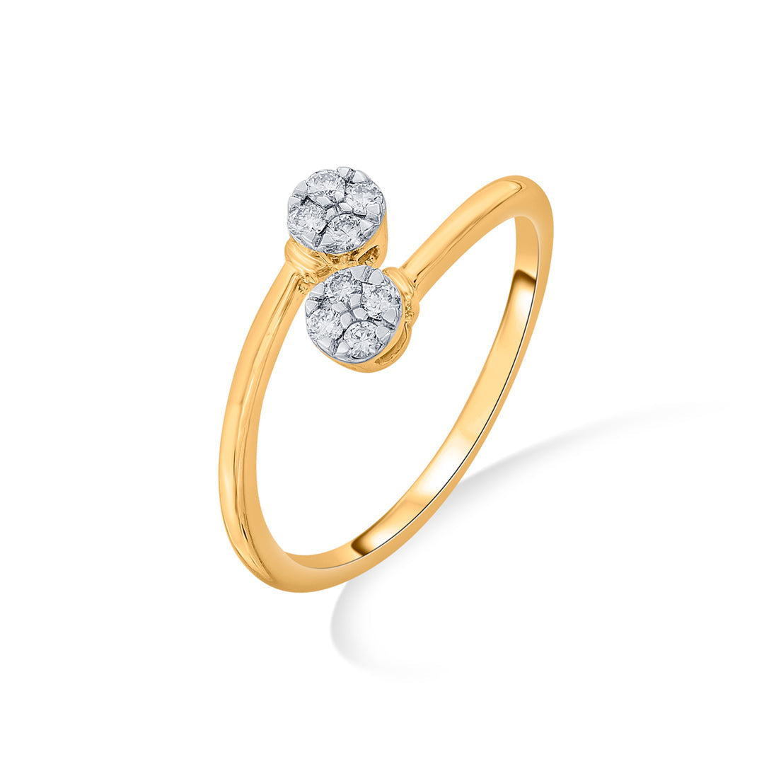 Dual Gems Diamond & Gold Casual Ring for Women
