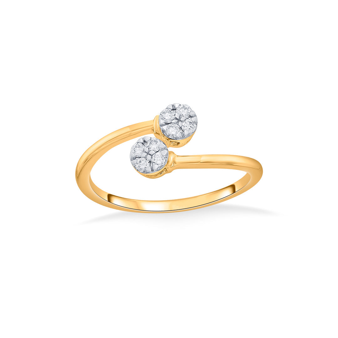 Dual Gems Diamond & Gold Casual Ring for Women