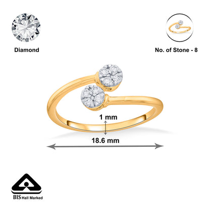 Dual Gems Diamond & Gold Casual Ring for Women
