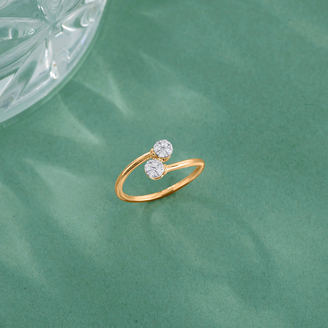 Dual Gems Diamond & Gold Casual Ring for Women
