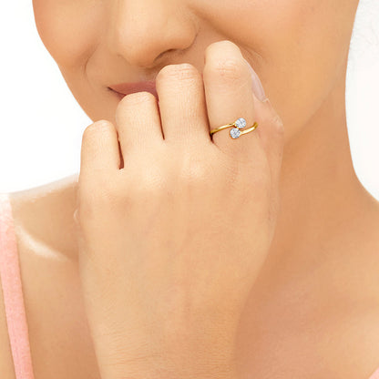 Dual Gems Diamond & Gold Casual Ring for Women