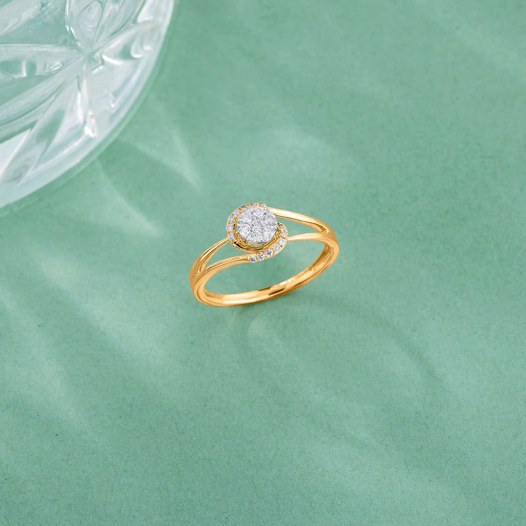 Lunar Glow Diamond & Gold Fashion Ring for Women