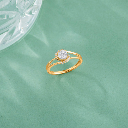 Lunar Glow Diamond & Gold Fashion Ring for Women