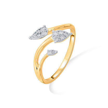 Triple Bloom Diamond & Gold Fashion Ring for Women