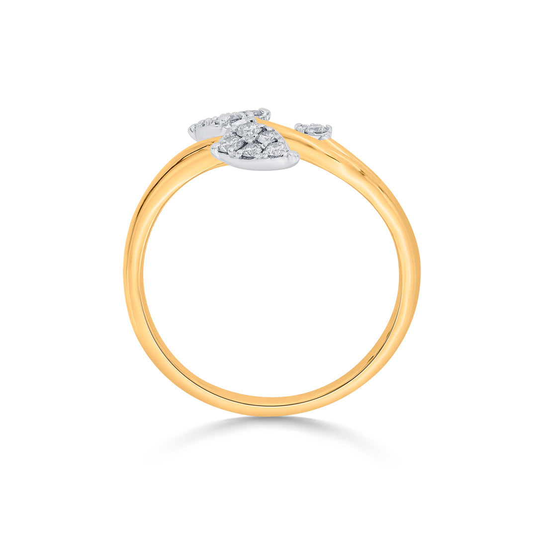 Triple Bloom Diamond & Gold Fashion Ring for Women
