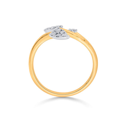 Triple Bloom Diamond & Gold Fashion Ring for Women