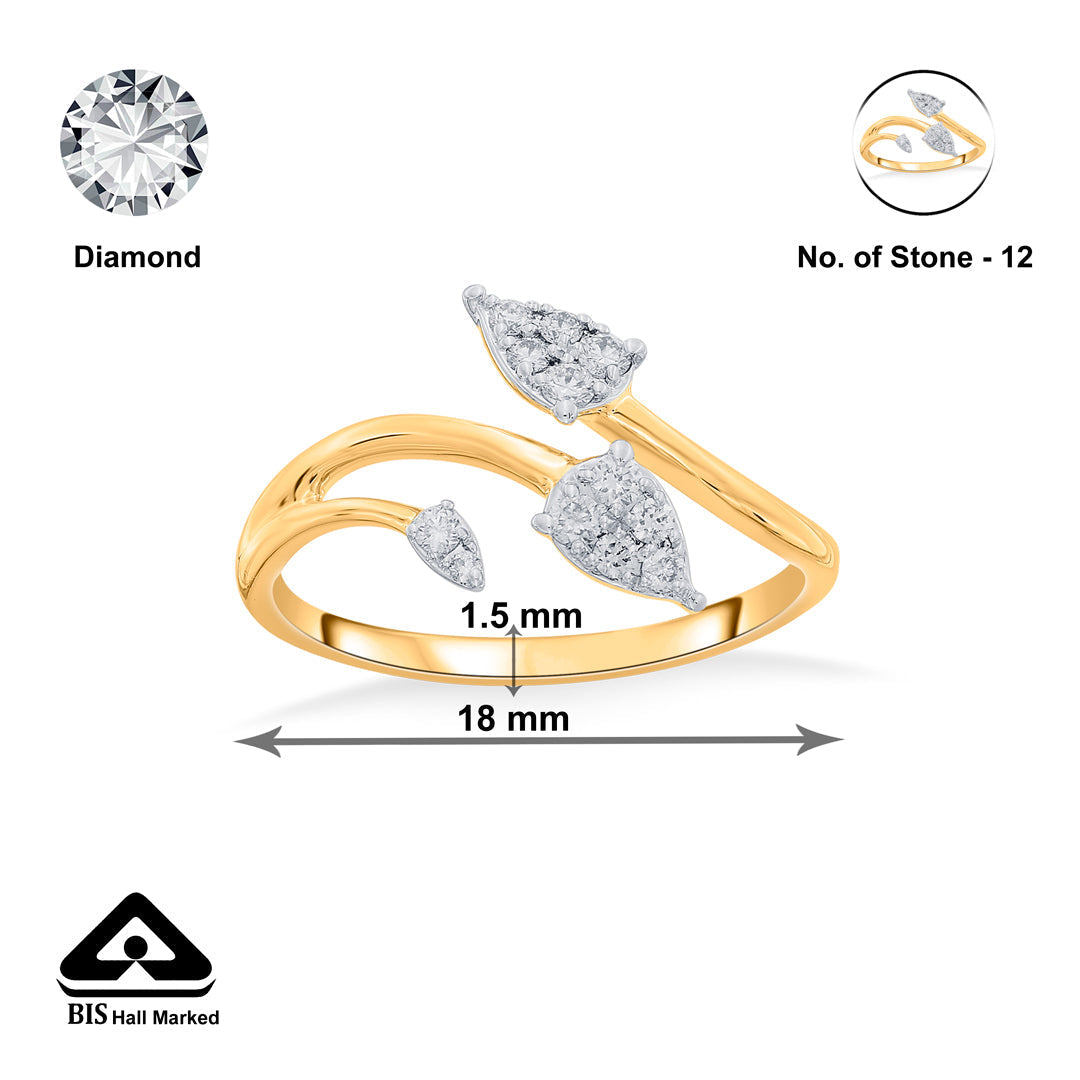 Triple Bloom Diamond & Gold Fashion Ring for Women