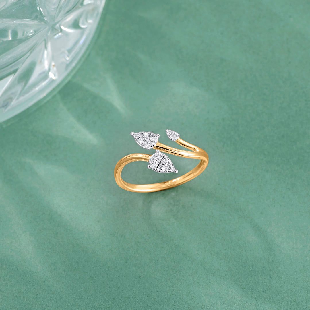 Triple Bloom Diamond & Gold Fashion Ring for Women