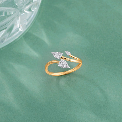 Triple Bloom Diamond & Gold Fashion Ring for Women