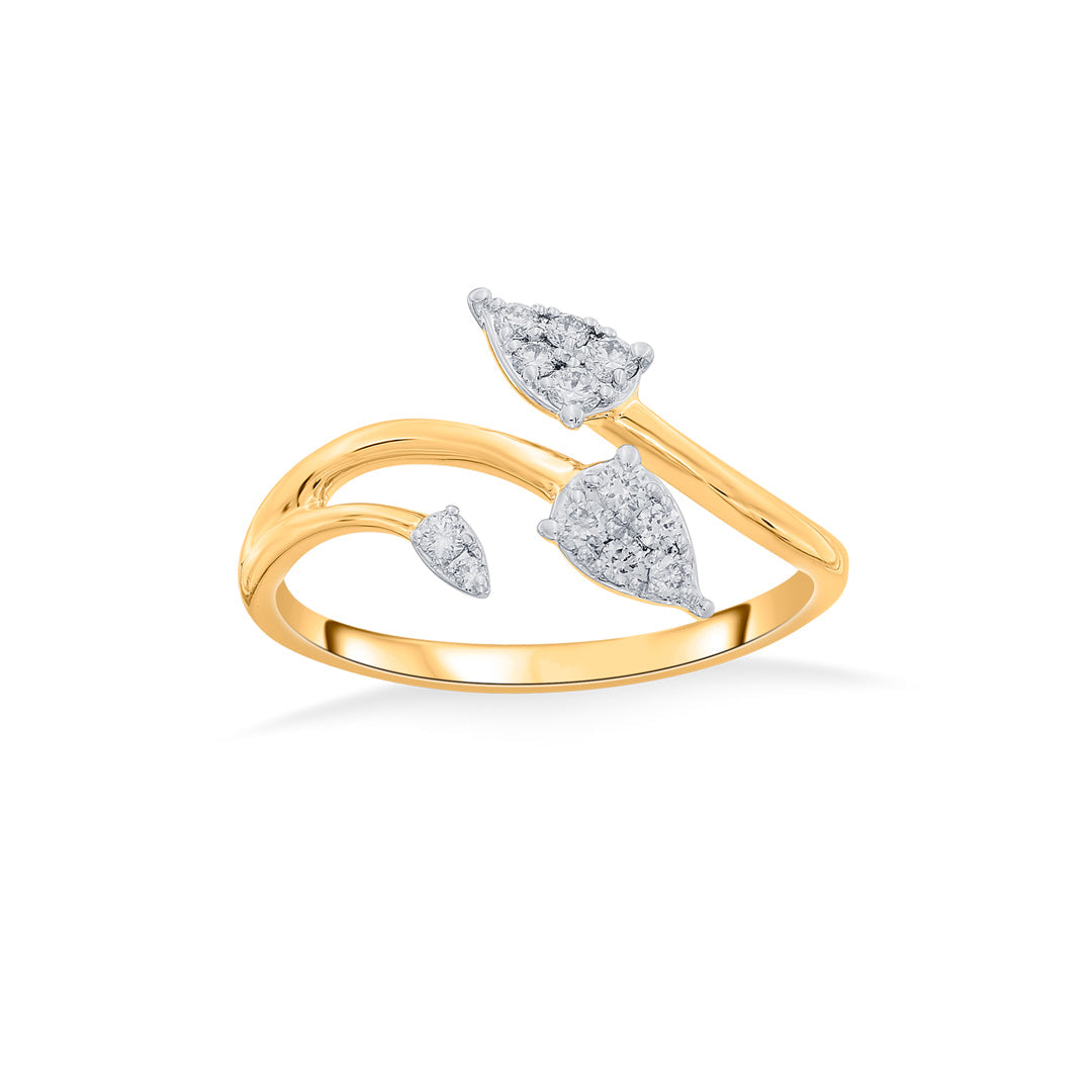 Triple Bloom Diamond & Gold Fashion Ring for Women