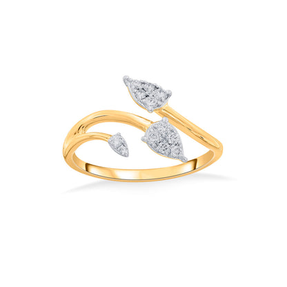 Triple Bloom Diamond & Gold Fashion Ring for Women