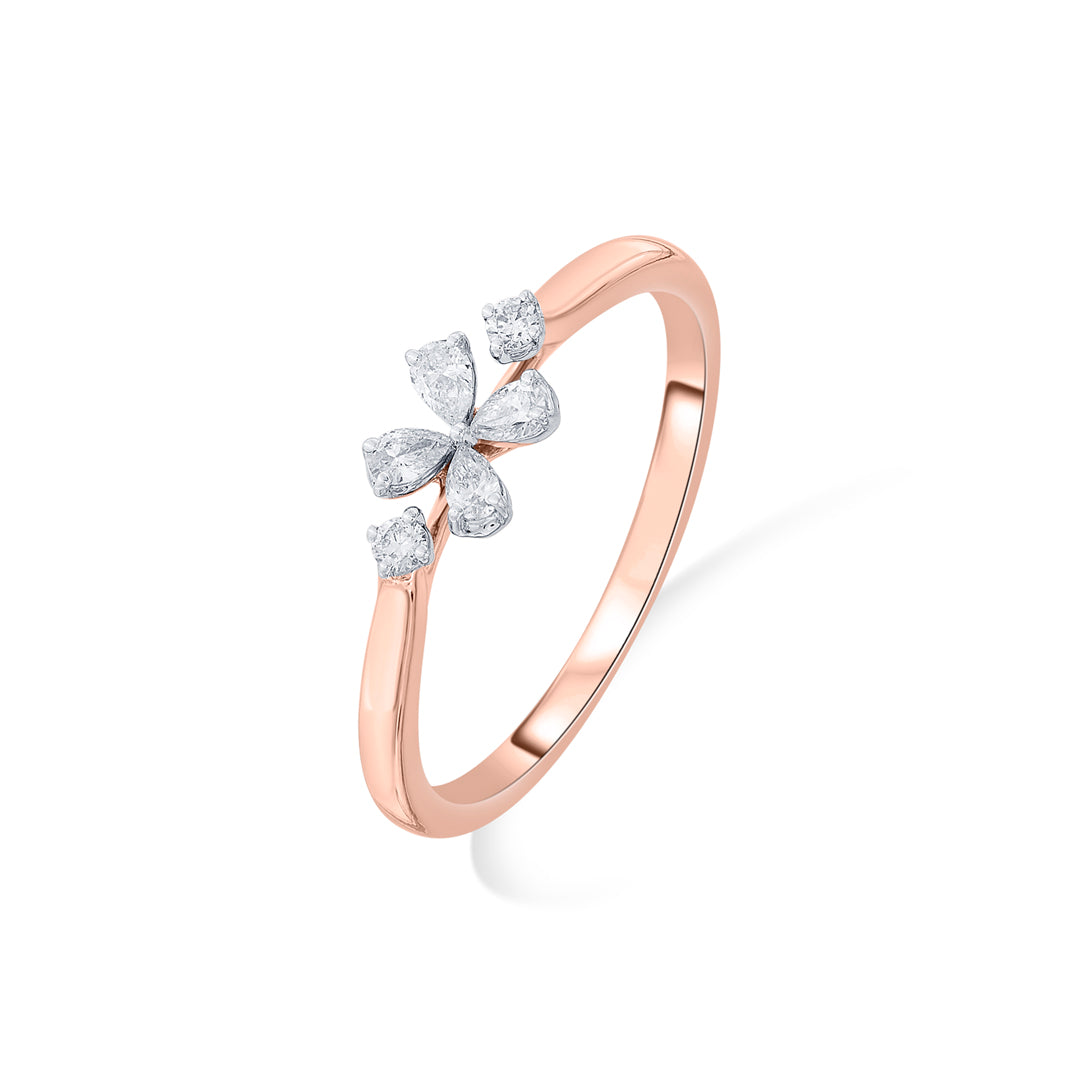 Lucky Clover Diamond & Gold Casual Ring for Women