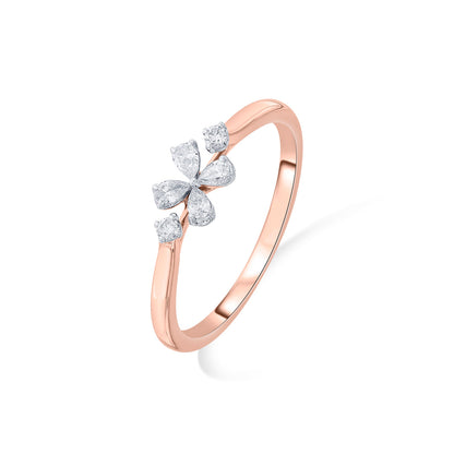 Lucky Clover Diamond & Gold Casual Ring for Women