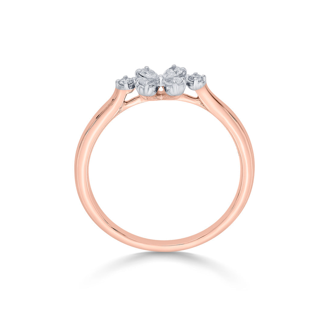 Lucky Clover Diamond & Gold Casual Ring for Women
