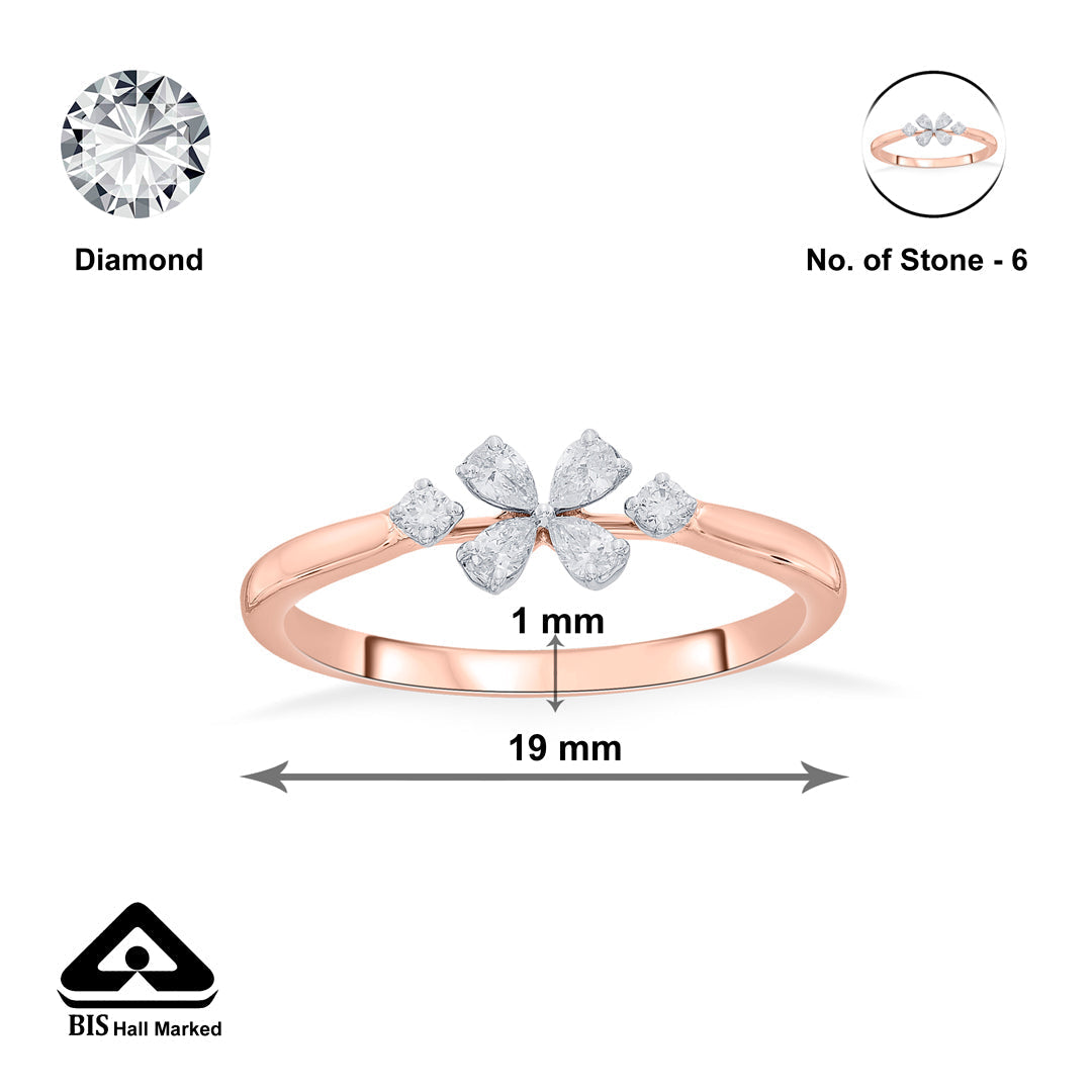 Lucky Clover Diamond & Gold Casual Ring for Women