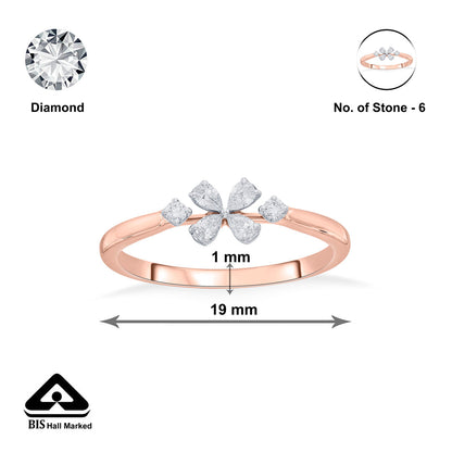 Lucky Clover Diamond & Gold Casual Ring for Women