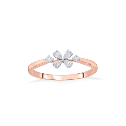 Lucky Clover Diamond & Gold Casual Ring for Women