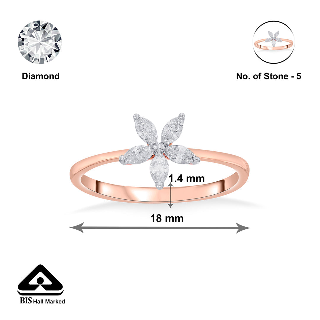 Bloom Grace Diamond & Gold Casual Ring for Women