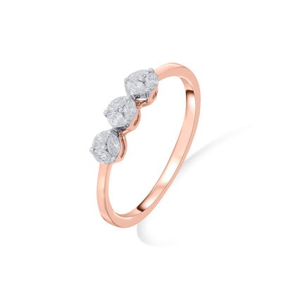 Triple Gem Diamond & Gold Casual Ring for Women