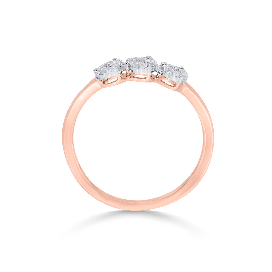 Triple Gem Diamond & Gold Casual Ring for Women