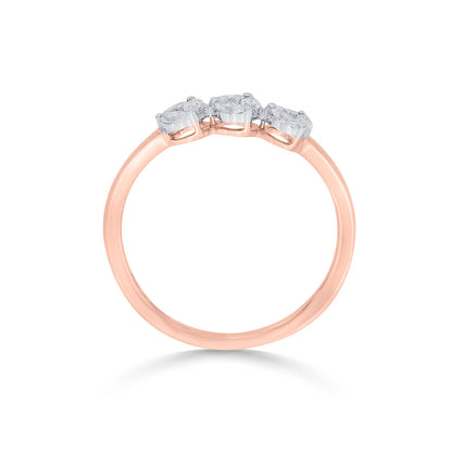 Triple Gem Diamond & Gold Casual Ring for Women