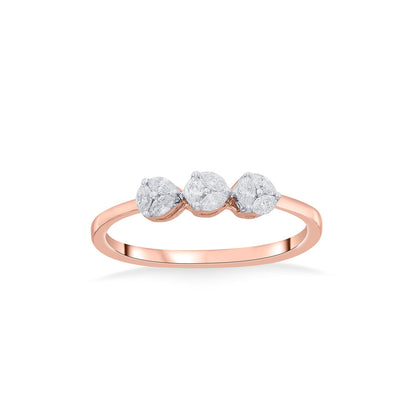 Triple Gem Diamond & Gold Casual Ring for Women