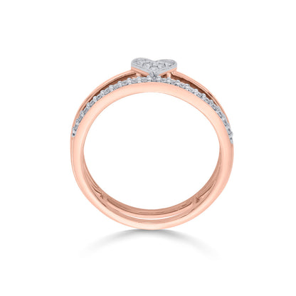 Twin Gleam Diamond & Gold Heart Ring for Women