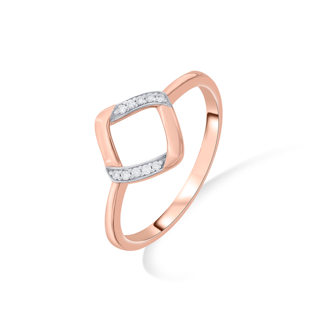 Angled Square Diamond & Gold Casual Ring for Women