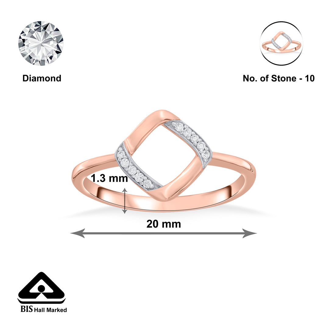 Angled Square Diamond & Gold Casual Ring for Women