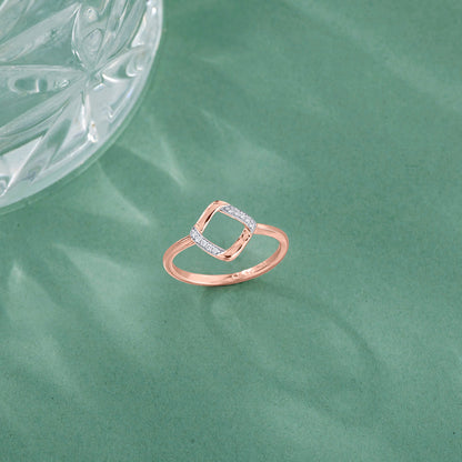 Angled Square Diamond & Gold Casual Ring for Women