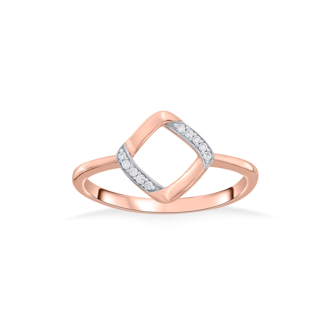 Angled Square Diamond & Gold Casual Ring for Women