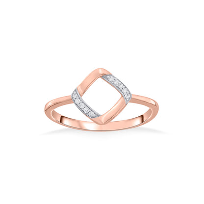 Angled Square Diamond & Gold Casual Ring for Women