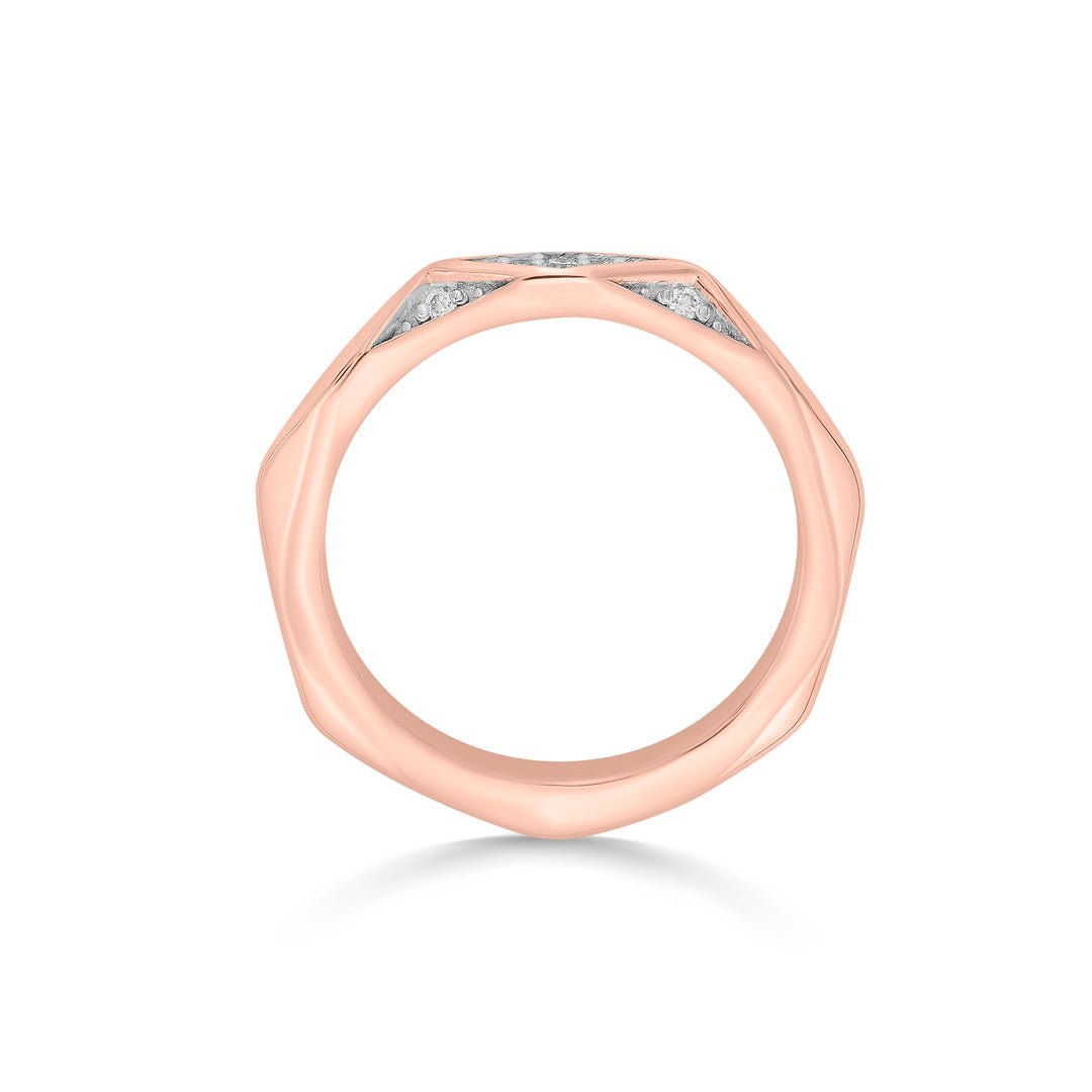 Edge Shine Diamond & Gold Fashion Ring for Women