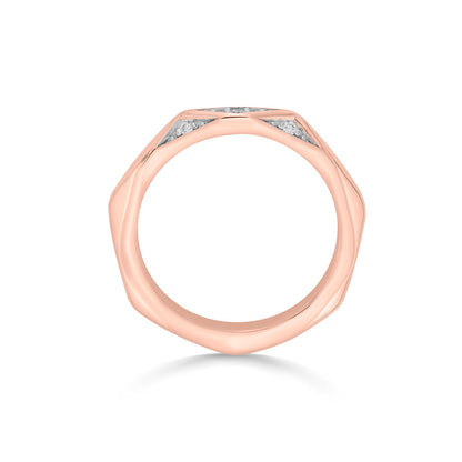 Edge Shine Diamond & Gold Fashion Ring for Women