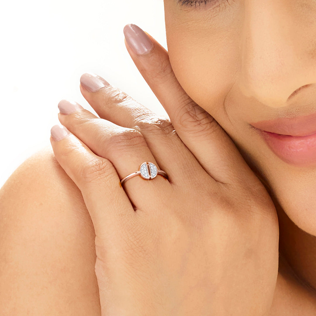 Split Gem Diamond & Gold Casual Ring for Women