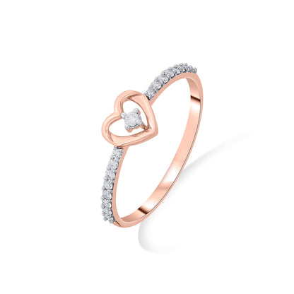 Heart Halo Diamond & Gold Heart Ring for Women