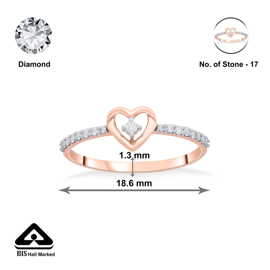 Heart Halo Diamond & Gold Heart Ring for Women