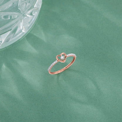 Heart Halo Diamond & Gold Heart Ring for Women