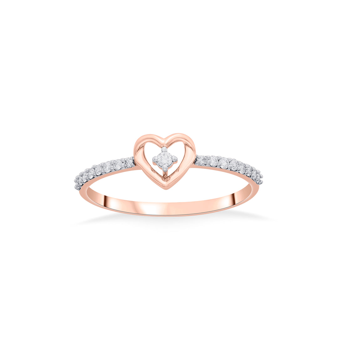 Heart Halo Diamond & Gold Heart Ring for Women