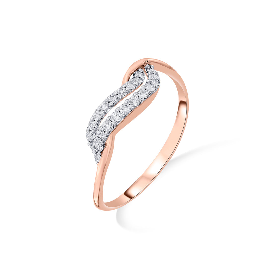Woven Flow Diamond & Gold Fashion Ring for Women