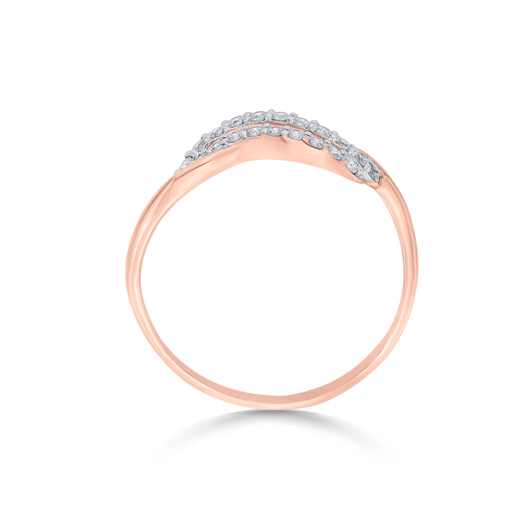 Woven Flow Diamond & Gold Fashion Ring for Women