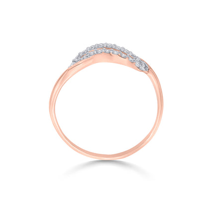 Woven Flow Diamond & Gold Fashion Ring for Women