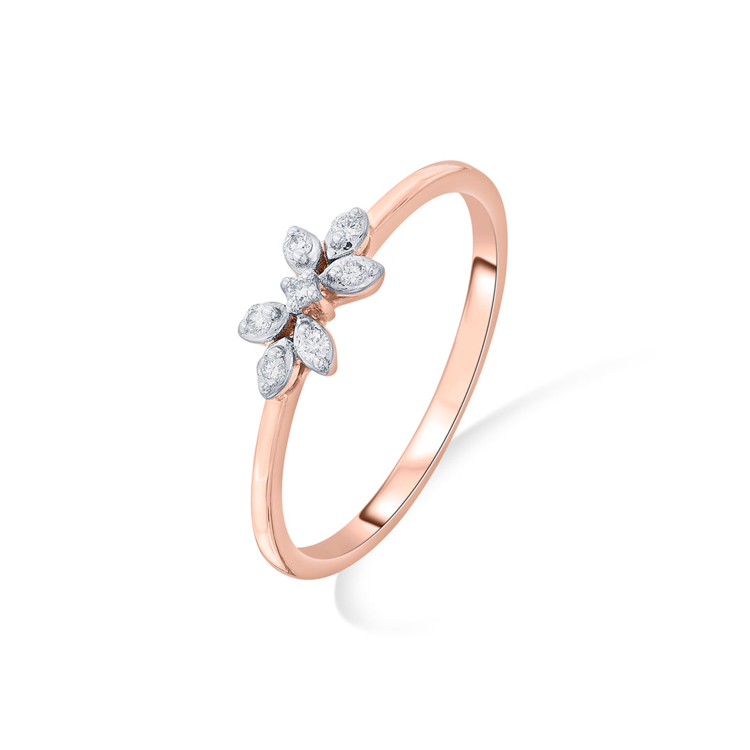 Double Bloom Diamond & Gold Casual Ring for Women