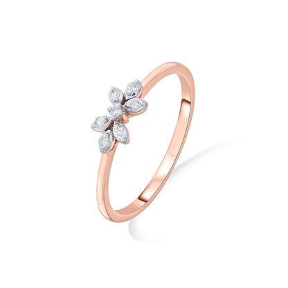 Double Bloom Diamond & Gold Casual Ring for Women
