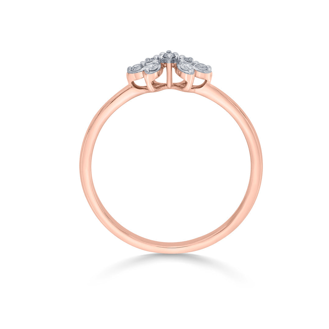 Double Bloom Diamond & Gold Casual Ring for Women