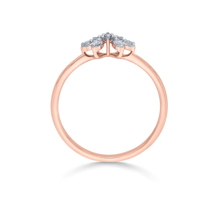 Double Bloom Diamond & Gold Casual Ring for Women