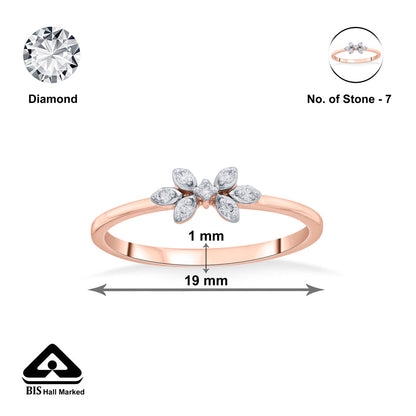 Double Bloom Diamond & Gold Casual Ring for Women