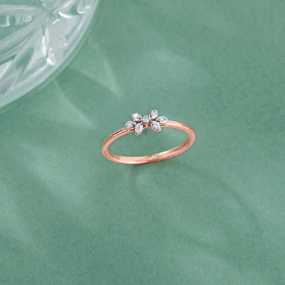 Double Bloom Diamond & Gold Casual Ring for Women