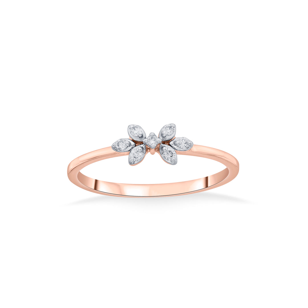 Double Bloom Diamond & Gold Casual Ring for Women